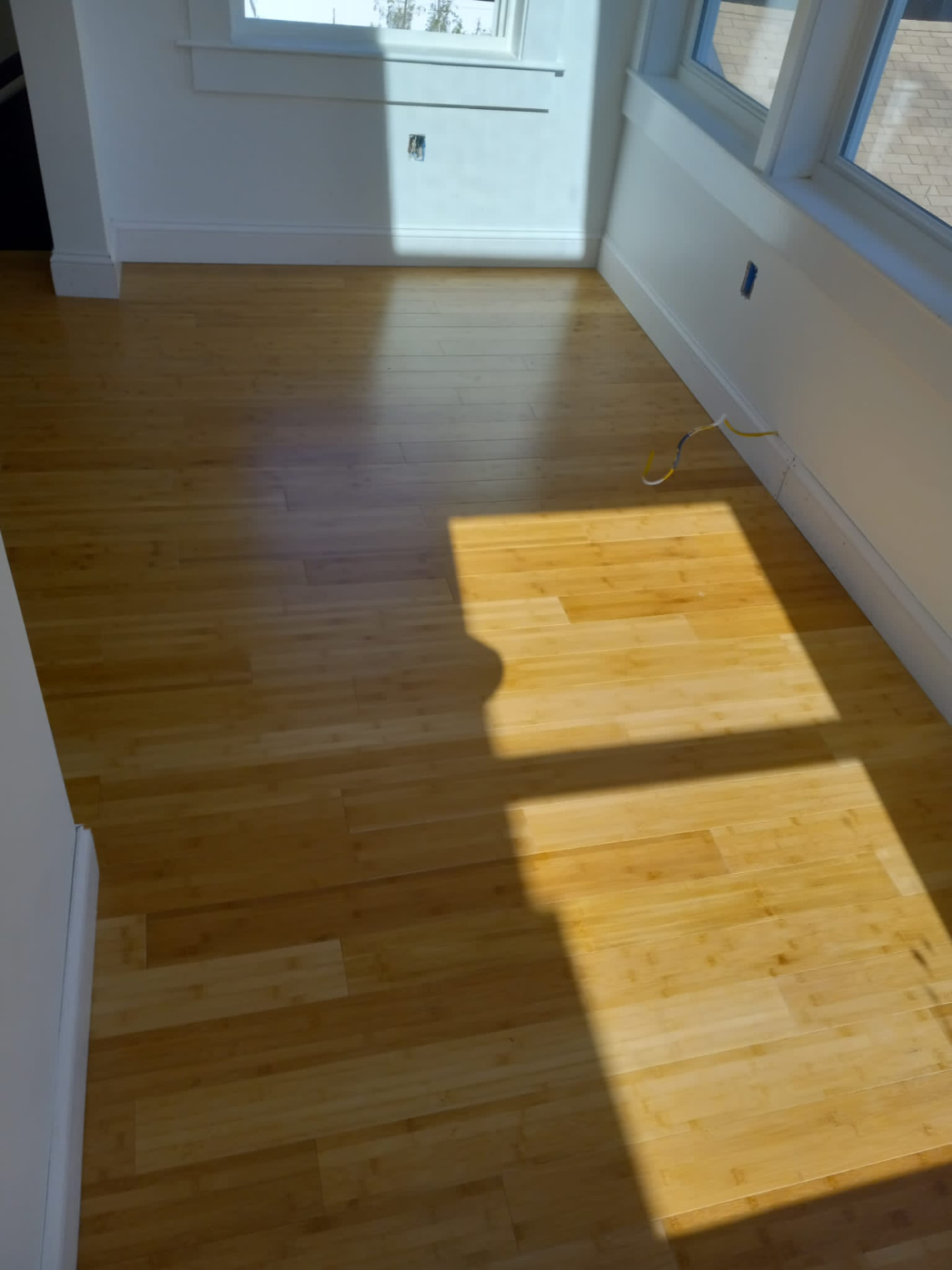 New bamboo flooring installed in the finished room
