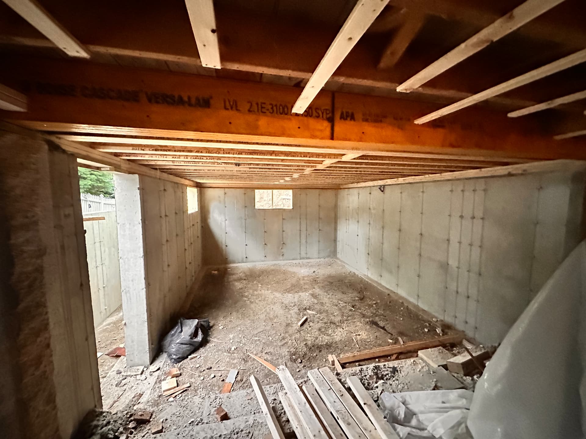 New foundation interior with LVL beam and engineered floor joists